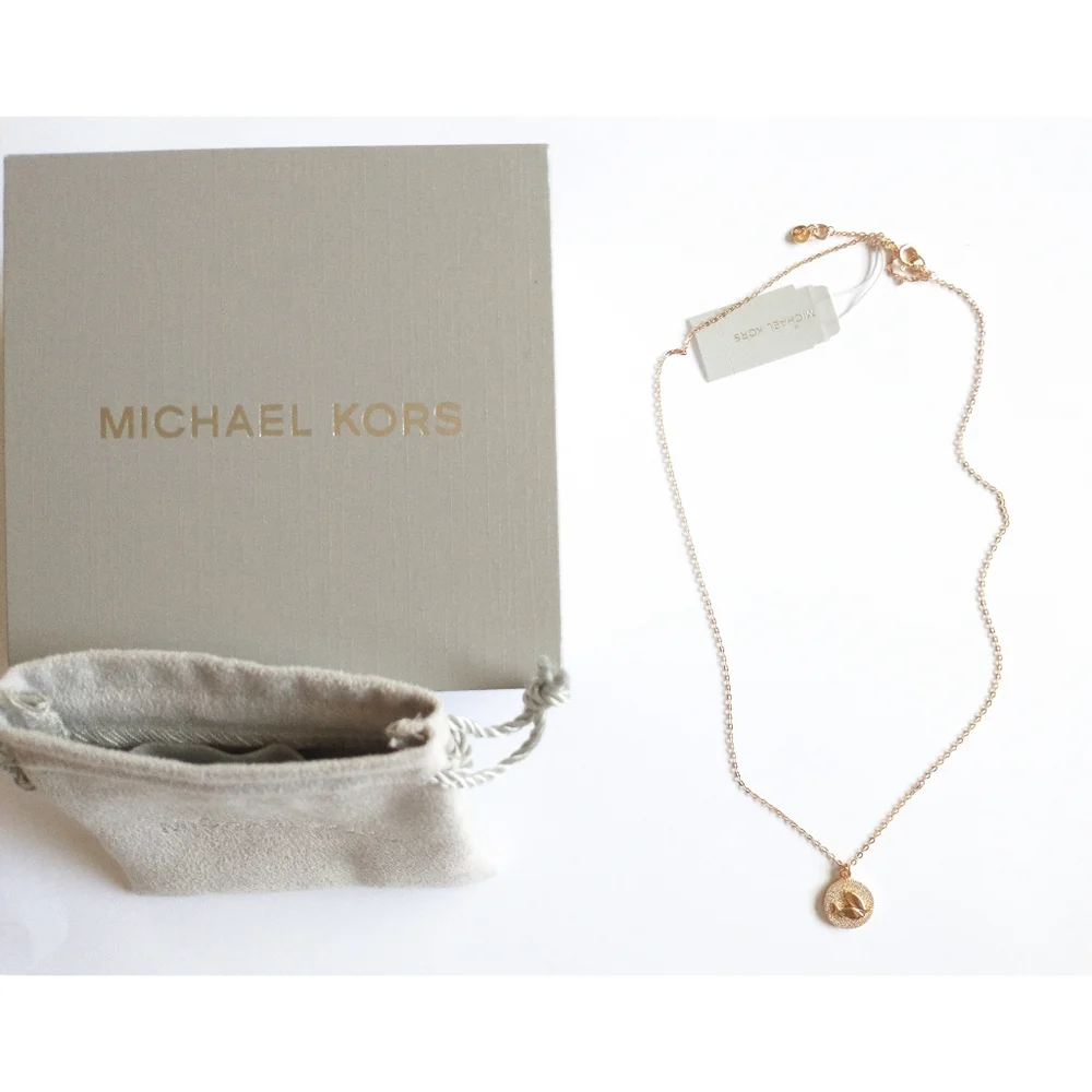 New! MICHAEL KORS Crystal Zodiac Pisces Gold-plated Sterling Silver Necklace NWB